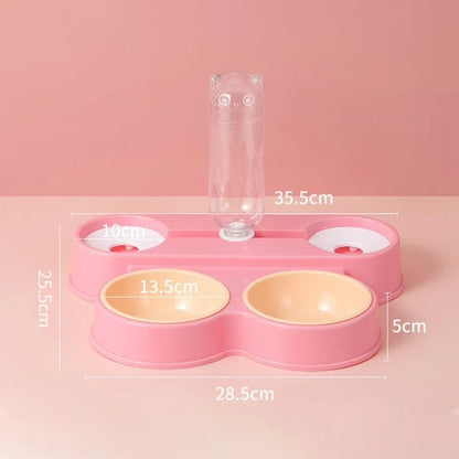 Dual Pet Feeding Bowl with Water Dispenser